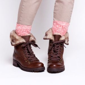 Military Classic Lug Sole Fur Collar Combat Boots